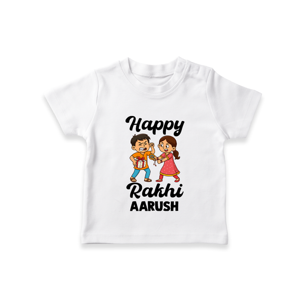 First Rakhi Celebration Baby TShirt– general Rakhi theme for baby. - WHITE - 0-5 Months Old (Chest 17")