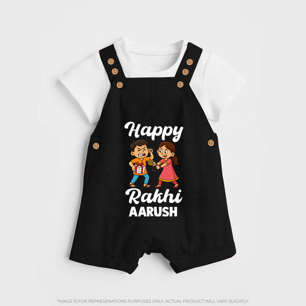 First Rakhi Celebration Baby Dungaree– general Rakhi theme for baby. - BLACK - 0 - 5 Months Old (Chest 18")