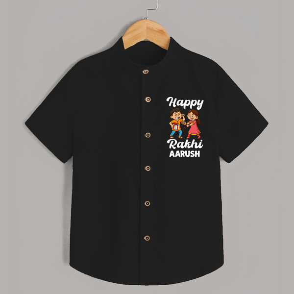 First Rakhi Celebration Baby Shirt– general Rakhi theme for baby. - BLACK - 0 - 6 Months Old (Chest 23")