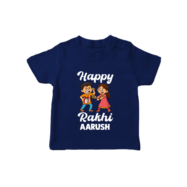 First Rakhi Celebration Baby TShirt– general Rakhi theme for baby. - NAVY BLUE - 0-5 Months Old (Chest 17")
