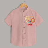 Gift & Rakhi Heart Print Shirt – heart-shaped rakhi with gifts illustration. - PEACH - 0 - 6 Months Old (Chest 23")