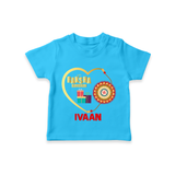 Gift & Rakhi Heart Print TShirt – heart-shaped rakhi with gifts illustration. - SKY BLUE - 0-5 Months Old (Chest 17")