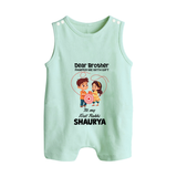 First Rakhi CelebrationBrother Sister Print Button Romper – simple baby holding rakhi illustration. - MINT GREEN - New Born (Chest 18")