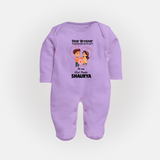 First Rakhi CelebrationBrother Sister Print Fullbody Suit – simple baby holding rakhi illustration. - LILAC - New Born (Chest 7.5")