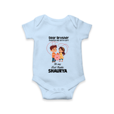 First Rakhi CelebrationBrother Sister Print Romper  – simple baby holding rakhi illustration. - BABY BLUE - New Born (Chest 14")