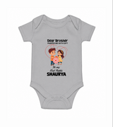 First Rakhi CelebrationBrother Sister Print Romper  – simple baby holding rakhi illustration. - GREY - New Born (Chest 14")