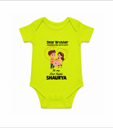 First Rakhi CelebrationBrother Sister Print Romper  – simple baby holding rakhi illustration. - LIME GREEN - New Born (Chest 14")