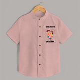 First Rakhi CelebrationBrother Sister Print Shirt – simple baby holding rakhi illustration. - PEACH - 0 - 6 Months Old (Chest 23")