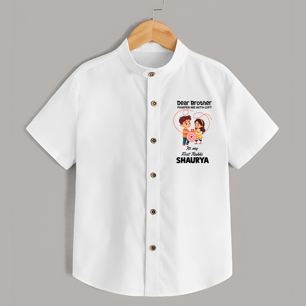 First Rakhi CelebrationBrother Sister Print Shirt – simple baby holding rakhi illustration. - WHITE - 0 - 6 Months Old (Chest 23")