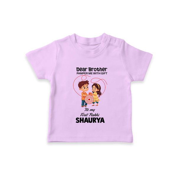 First Rakhi CelebrationBrother Sister Print TShirt – simple baby holding rakhi illustration. - LILAC - 0-5 Months Old (Chest 17")