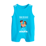 First Rakhi CelebrationBrother Sister Print Button Romper – simple baby holding rakhi illustration. - SKY BLUE - New Born (Chest 18")