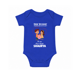 First Rakhi CelebrationBrother Sister Print Romper  – simple baby holding rakhi illustration. - COBALT BLUE - New Born (Chest 14")
