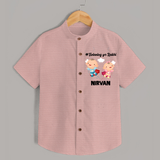 Twinning for Rakhi Print Shirt – two baby superheroes flying together. - PEACH - 0 - 6 Months Old (Chest 23")