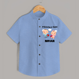 Twinning for Rakhi Print Shirt – two baby superheroes flying together. - SKY BLUE - 0 - 6 Months Old (Chest 23")