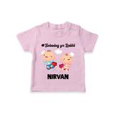 Twinning for Rakhi Print TShirt – two baby superheroes flying together. - BABY PINK - 0-5 Months Old (Chest 17")