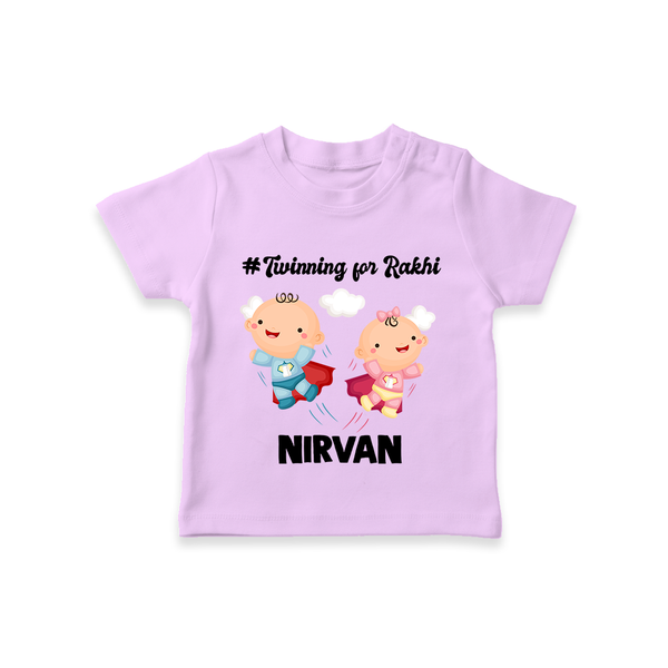 Twinning for Rakhi Print TShirt – two baby superheroes flying together. - LILAC - 0-5 Months Old (Chest 17")