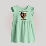 Brother Sister photo printed Baby Frock – photo of two children in festive rakhi attire - MINT GREEN - 0 - 3 Months Old (Chest 17")