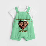 Brother Sister photo printed Dungaree – photo of two children in festive rakhi attire - GREEN - 0 - 5 Months Old (Chest 18")