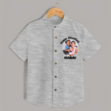 Rakhi Celebration Photo Print Shirt– photo of two children in festive rakhi attire. - GREY - 0 - 6 Months Old (Chest 23")