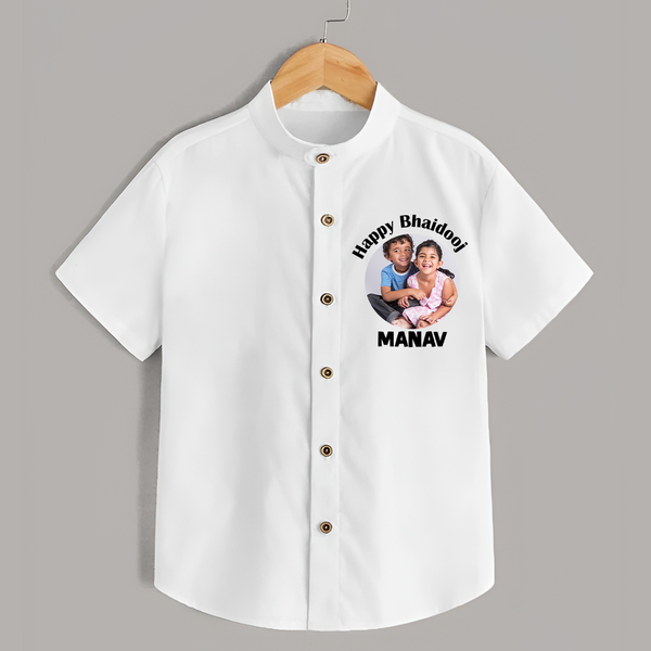 Rakhi Celebration Photo Print Shirt– photo of two children in festive rakhi attire. - WHITE - 0 - 6 Months Old (Chest 23")