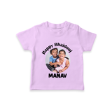 Rakhi Celebration Photo Print TShirt– photo of two children in festive rakhi attire. - LILAC - 0-5 Months Old (Chest 17")