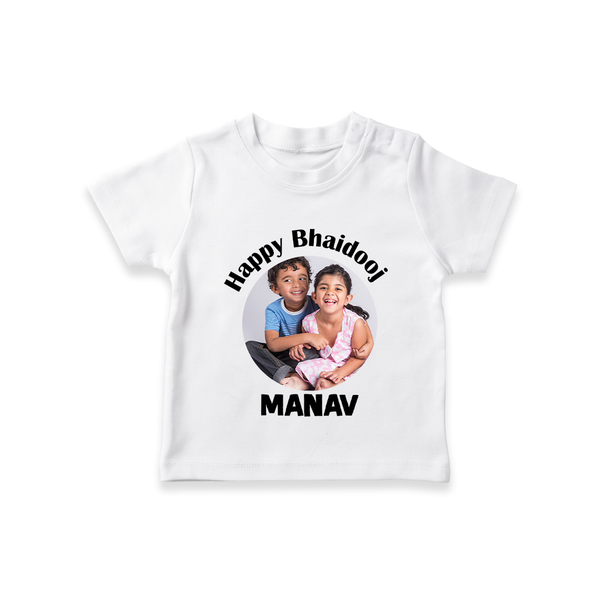 Rakhi Celebration Photo Print TShirt– photo of two children in festive rakhi attire. - WHITE - 0-5 Months Old (Chest 17")