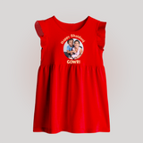 Rakhi Celebration Photo Print Baby Frock– photo of two children in festive rakhi attire. - RED - 0 - 3 Months Old (Chest 17")