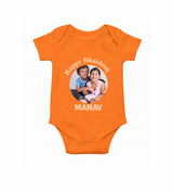 Rakhi Celebration Photo Print Romper – photo of two children in festive rakhi attire.