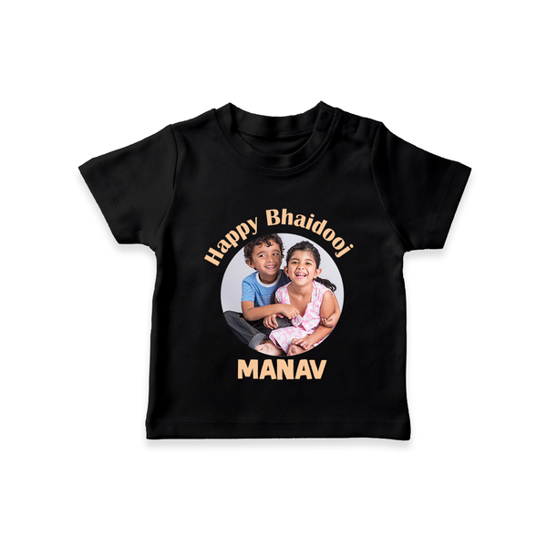 Rakhi Celebration Photo Print TShirt– photo of two children in festive rakhi attire. - BLACK - 0-5 Months Old (Chest 17")