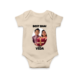 Pamper Me with Gift Rakhi Print Romper  – brother-sister gift giving illustration. - IVORY - New Born (Chest 14")