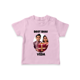 Pamper Me with Gift Rakhi Print TShirt – brother-sister gift giving illustration. - BABY PINK - 0-5 Months Old (Chest 17")