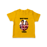 Pamper Me with Gift Rakhi Print TShirt – brother-sister gift giving illustration. - CHROME YELLOW - 0-5 Months Old (Chest 17")