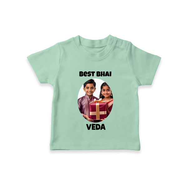 Pamper Me with Gift Rakhi Print TShirt – brother-sister gift giving illustration. - MINT GREEN - 0-5 Months Old (Chest 17")