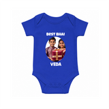 Pamper Me with Gift Rakhi Print Romper  – brother-sister gift giving illustration. - COBALT BLUE - New Born (Chest 14")