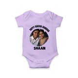 Happy Rakhi Cute Kids Print Romper  – boy-girl sitting and tying rakhi illustration. - LILAC - New Born (Chest 14")