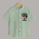 Happy Rakhi Cute Kids Print Shirt – boy-girl sitting and tying rakhi illustration. - MINT GREEN - 0 - 6 Months Old (Chest 23")