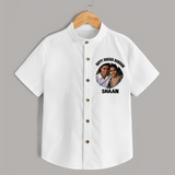 Happy Rakhi Cute Kids Print Shirt – boy-girl sitting and tying rakhi illustration. - WHITE - 0 - 6 Months Old (Chest 23")