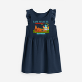 "Radiate festive cheer in our 'Ram Madir Ayothya's Pride' Customised Frock for Kids - NAVY BLUE - 0 - 6 Months Old (Chest 18")