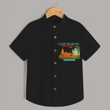 "Radiate festive cheer in our 'Ram Madir Ayothya's Pride' Customised Shirt for Kids - BLACK - 0 - 6 Months Old (Chest 21")