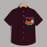 "Radiate festive cheer in our 'Ram Madir Ayothya's Pride' Customised Shirt for Kids - MAROON - 0 - 6 Months Old (Chest 21")