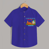"Radiate festive cheer in our 'Ram Madir Ayothya's Pride' Customised Shirt for Kids - ROYAL BLUE - 0 - 6 Months Old (Chest 21")