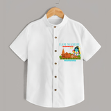 "Radiate festive cheer in our 'Ram Madir Ayothya's Pride' Customised Shirt for Kids - WHITE - 0 - 6 Months Old (Chest 21")