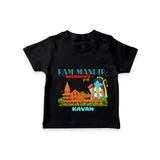 "Radiate festive cheer in our 'Ram Madir Ayothya's Pride' Customised T-Shirt for Kids - BLACK - 0 - 5 Months Old (Chest 17")