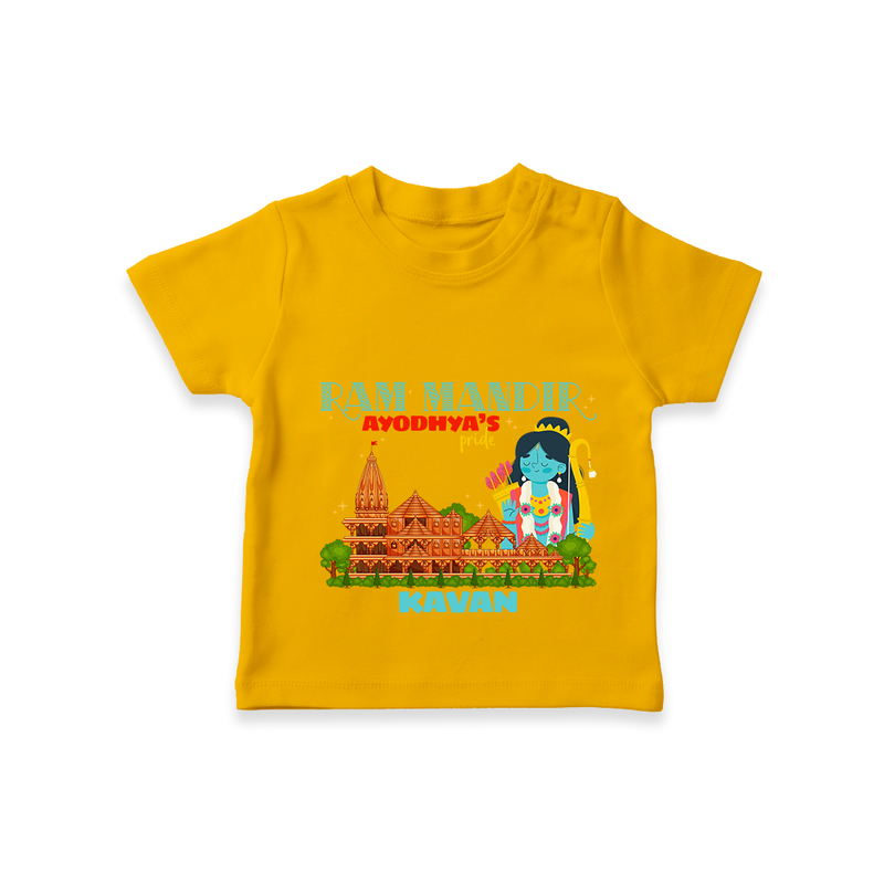 "Radiate festive cheer in our 'Ram Madir Ayothya's Pride' Customised T-Shirt for Kids - CHROME YELLOW - 0 - 5 Months Old (Chest 17")