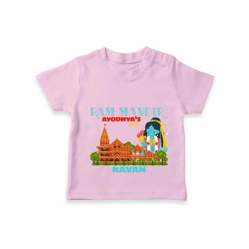 "Radiate festive cheer in our 'Ram Madir Ayothya's Pride' Customised T-Shirt for Kids - PINK - 0 - 5 Months Old (Chest 17")