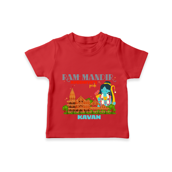 "Radiate festive cheer in our 'Ram Madir Ayothya's Pride' Customised T-Shirt for Kids - RED - 0 - 5 Months Old (Chest 17")