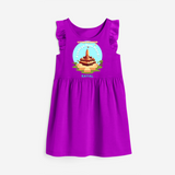 Celebrate tradition in style with our 'Little Devotee of Ayothya Ram Mandir' Customised Frock for Kids - PURPLE - 0 - 6 Months Old (Chest 18")