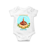 Celebrate tradition in style with our 'Little Devotee of Ayothya Ram Mandir' Customised Romper for Kids - WHITE - 0 - 3 Months Old (Chest 16")