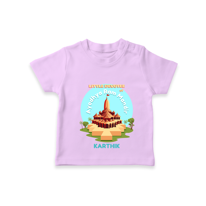 Celebrate tradition in style with our 'Little Devotee of Ayothya Ram Mandir' Customised T-Shirt for Kids - LILAC - 0 - 5 Months Old (Chest 17")
