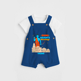 Make a bold entrance with our 'Shri Raam's Blessings' Customised Dungaree Set for Kids, designed to turn heads with its vibrant colors. - COBALT BLUE - 0 - 3 Months Old (Chest 17")
